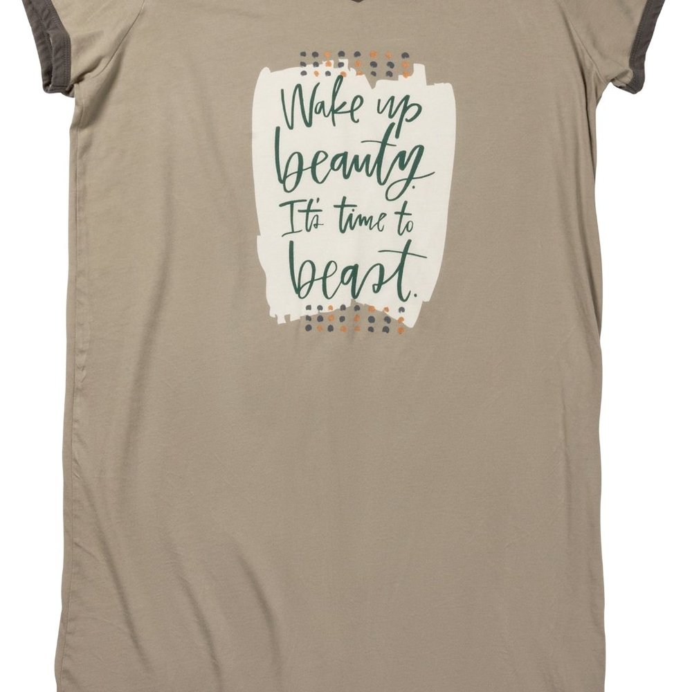 Roomy women’s nightshirt “Wake Up Beauty”  S/M NWT runs a more to medium size.